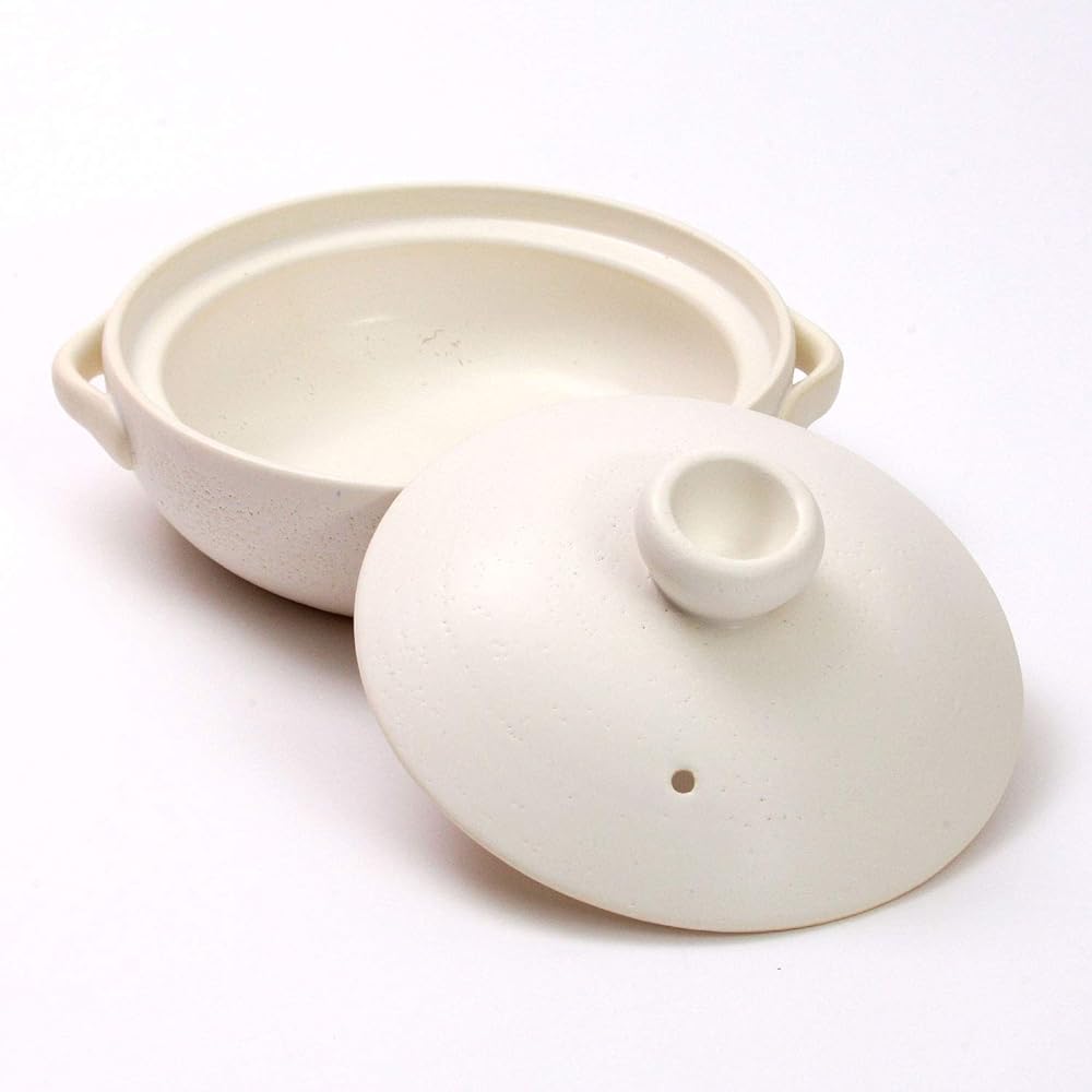 Maruyoshi Pottery Earthen Pot Modern White No. 8 (for 3-4 people) M3621