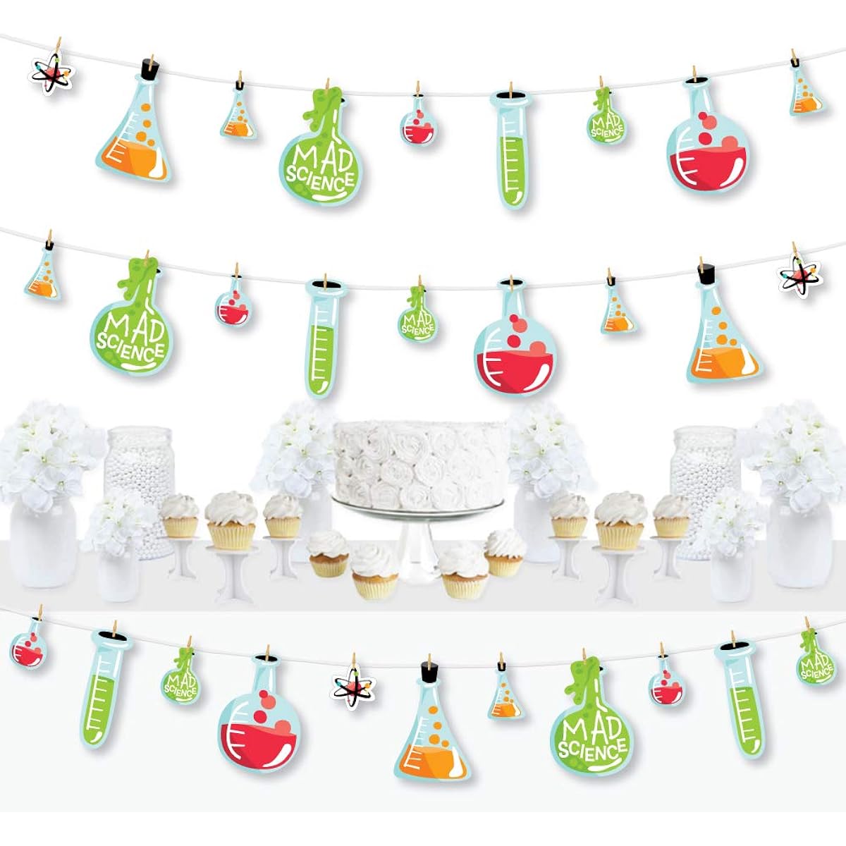 Big Dot of Happiness Scientist Lab – Mad Science Baby Shower or Birthday Party DIY Decorations – Clothespin Garland Banner – 44 Pieces