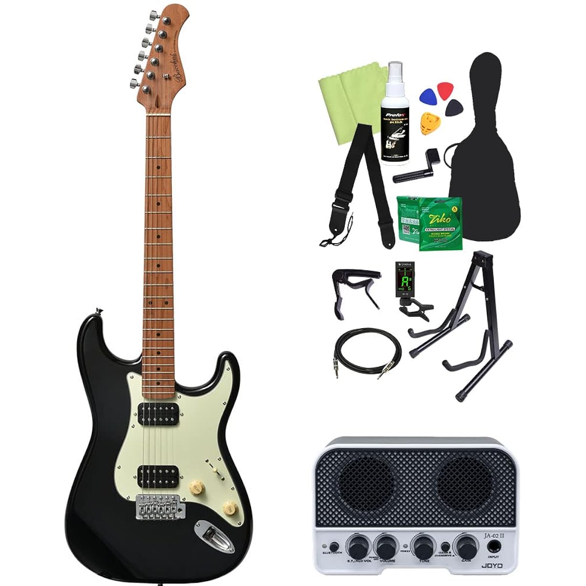 Bacchus BST-3-RSM/M Electric Guitar Beginner 14-piece Set [Includes Bluetooth Mini Amplifier] BLK Stratocaster Type Bacchus