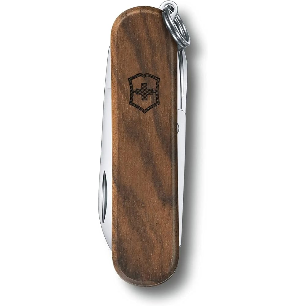 VICTORINOX Classic SD Wood Swiss Army Knife Multifunctional Knife Outdoor Camping Scissors with Flathead Screwdriver Equipped with Nail File Swiss Made Multi Tool with 5 Functions Small Compact Lightweight [Domestic Genuine Product] 0.6221.63