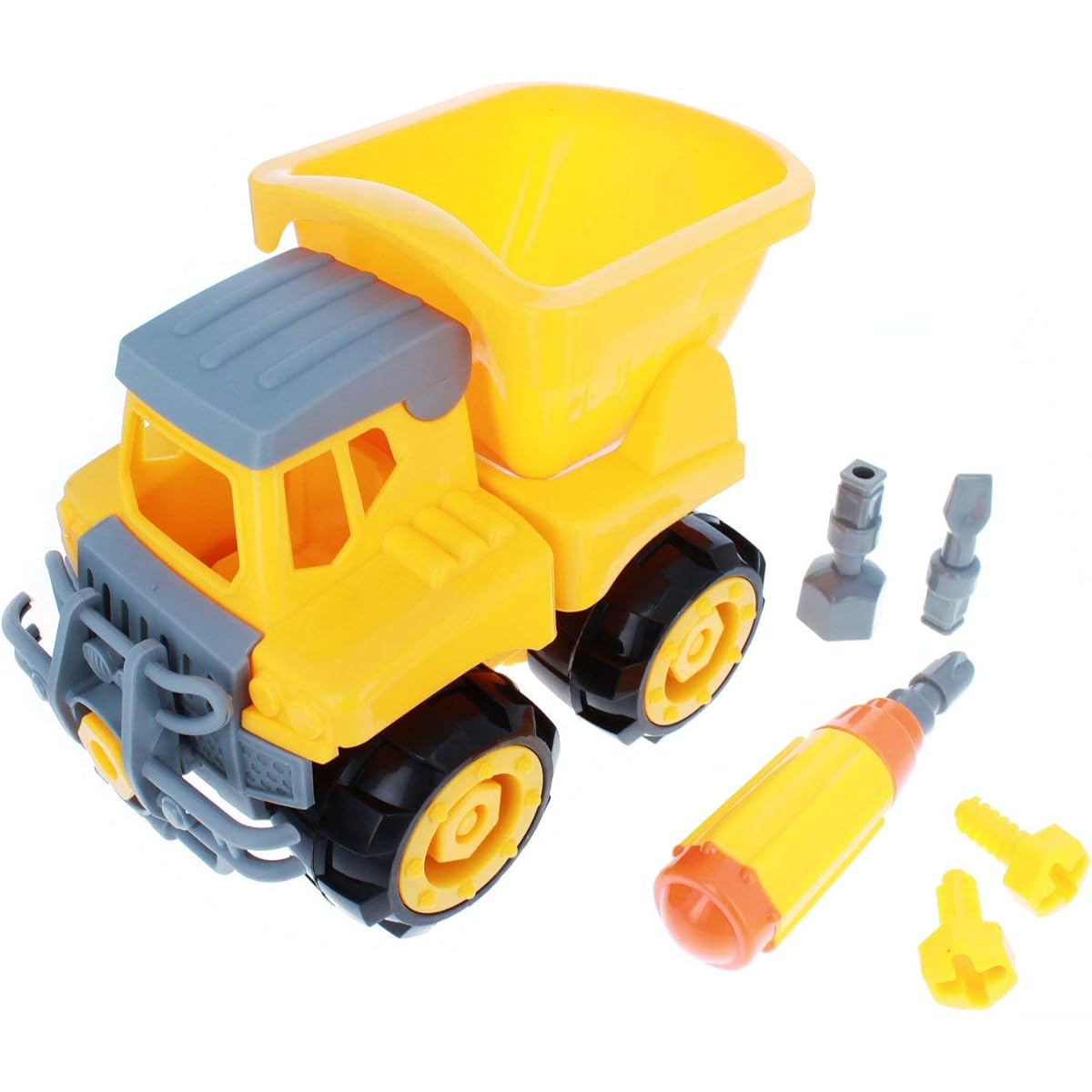 Kidplay Building Toy DIY Playset with Dump Truck and Storage Box, Yellow, for Boys, Ages 3 and Up