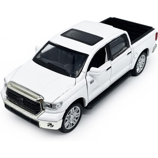 Toy Trucks for Boys Tundra Diecast Model Car Pickup Truck Toy Car 1/36 Scale Metal Pull Back Car Doors Open Light Sound Kids 3-8 Years Old Birthday Gift Men's Collection White
