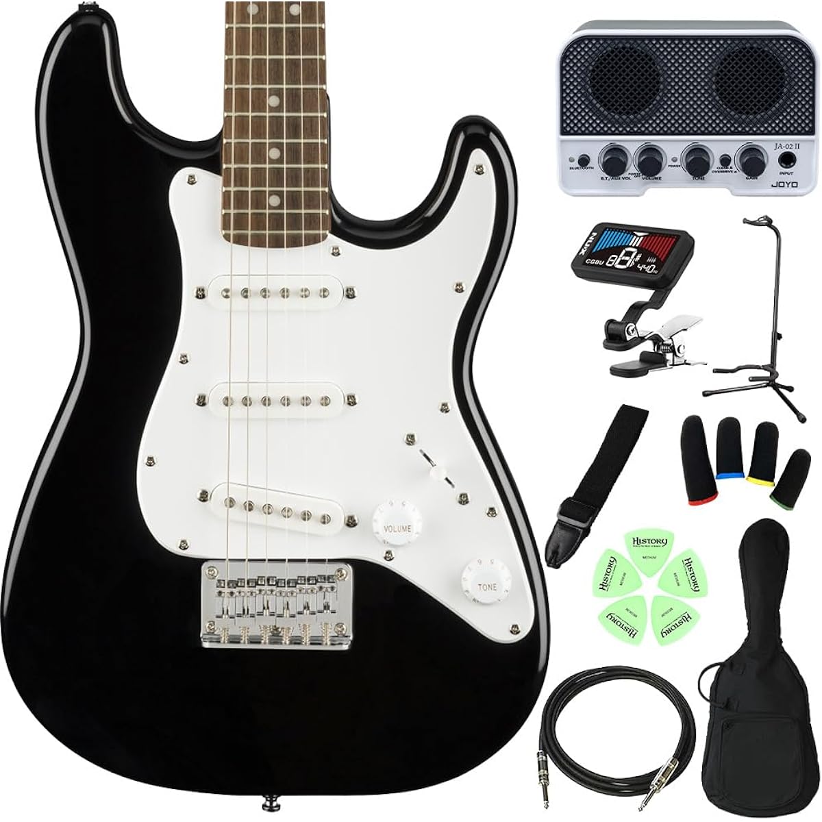 Squier by Fender Mini Stratocaster Elementary school students can play from the first grade! Kids guitar beginner set Electric guitar for children Black Mini guitar Stratocaster Squier/Squier