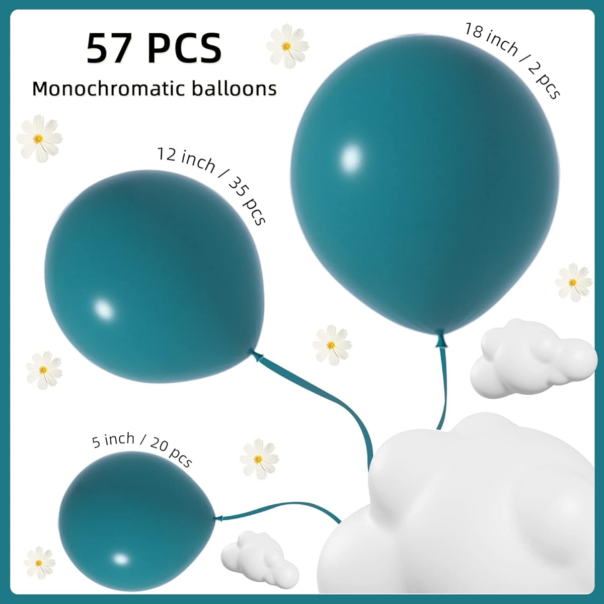 Slate Blue Balloons 57pcs Blue Balloons Assorted Sizes 5" + 12" + 18" Slate Blue Latex Balloons Happy Birthday Balloons Baby Shower Wedding Anniversary Party Balloon Decoration