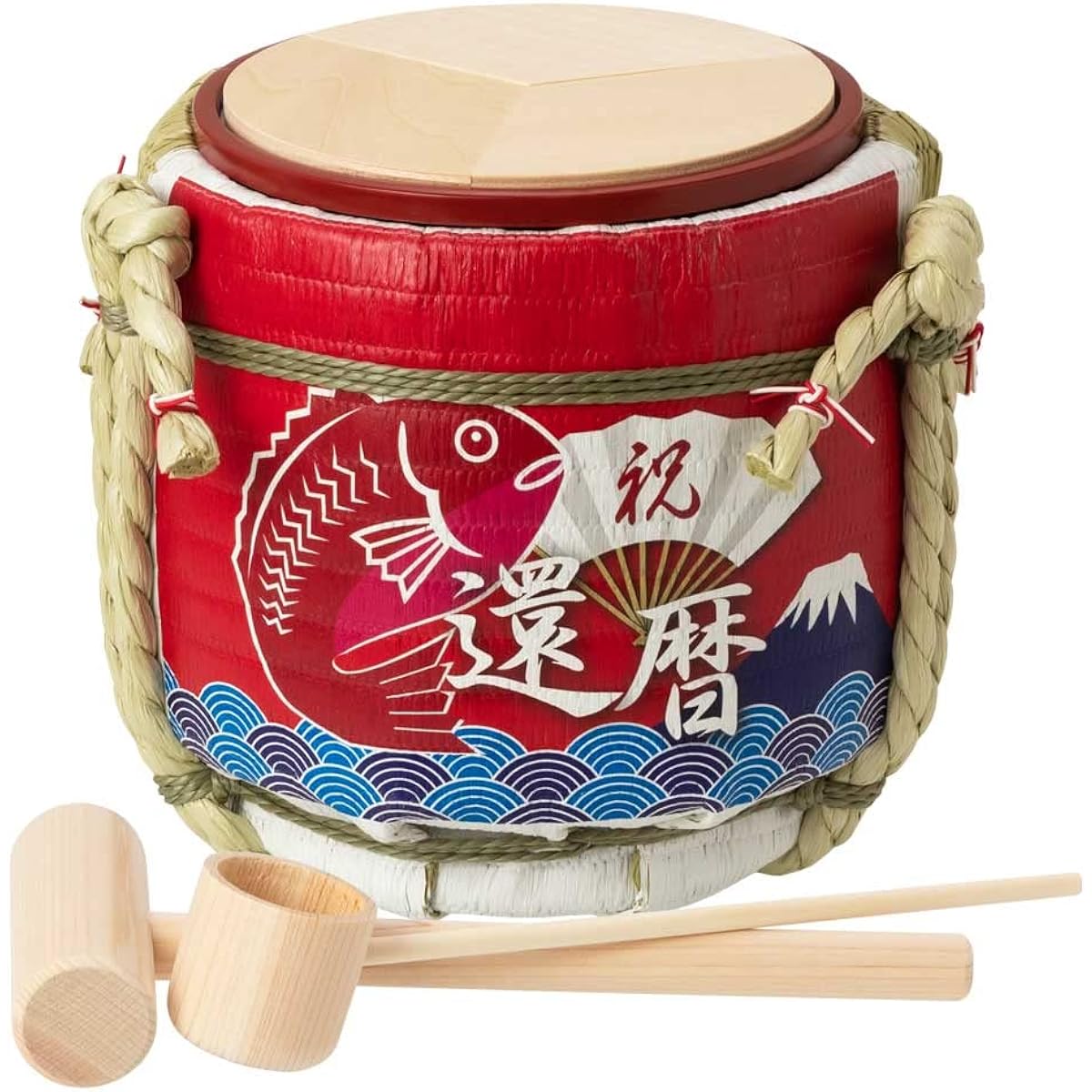 Kishimoto Yoshiji Shoten Mini Kagami-biraki Set Komo-Taru (Barrel) The magnetic kagami board allows you to enjoy Kagami-biraki over and over again Wedding receptions, various events, presents, gifts (20th birthday celebrations)