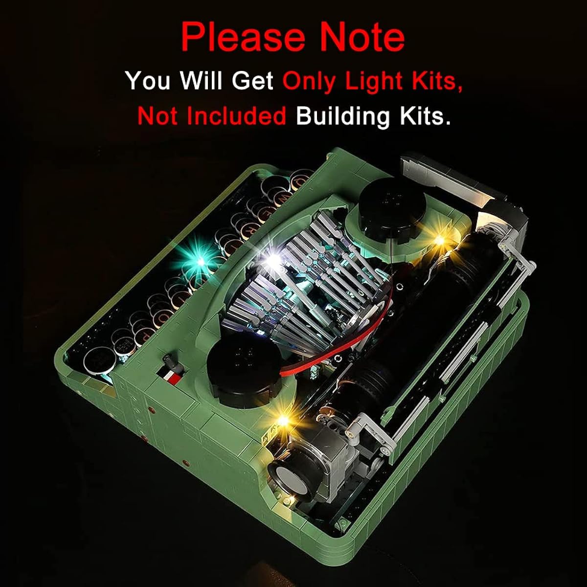 LMTIC Remote Control LED Lighting Kit Lego Typewriter 21327 Building Block Model Light Kit for Lego Ideas 21327 Typewriter Light Set Compatible with Lego 21327 (Lego Set Not Included)