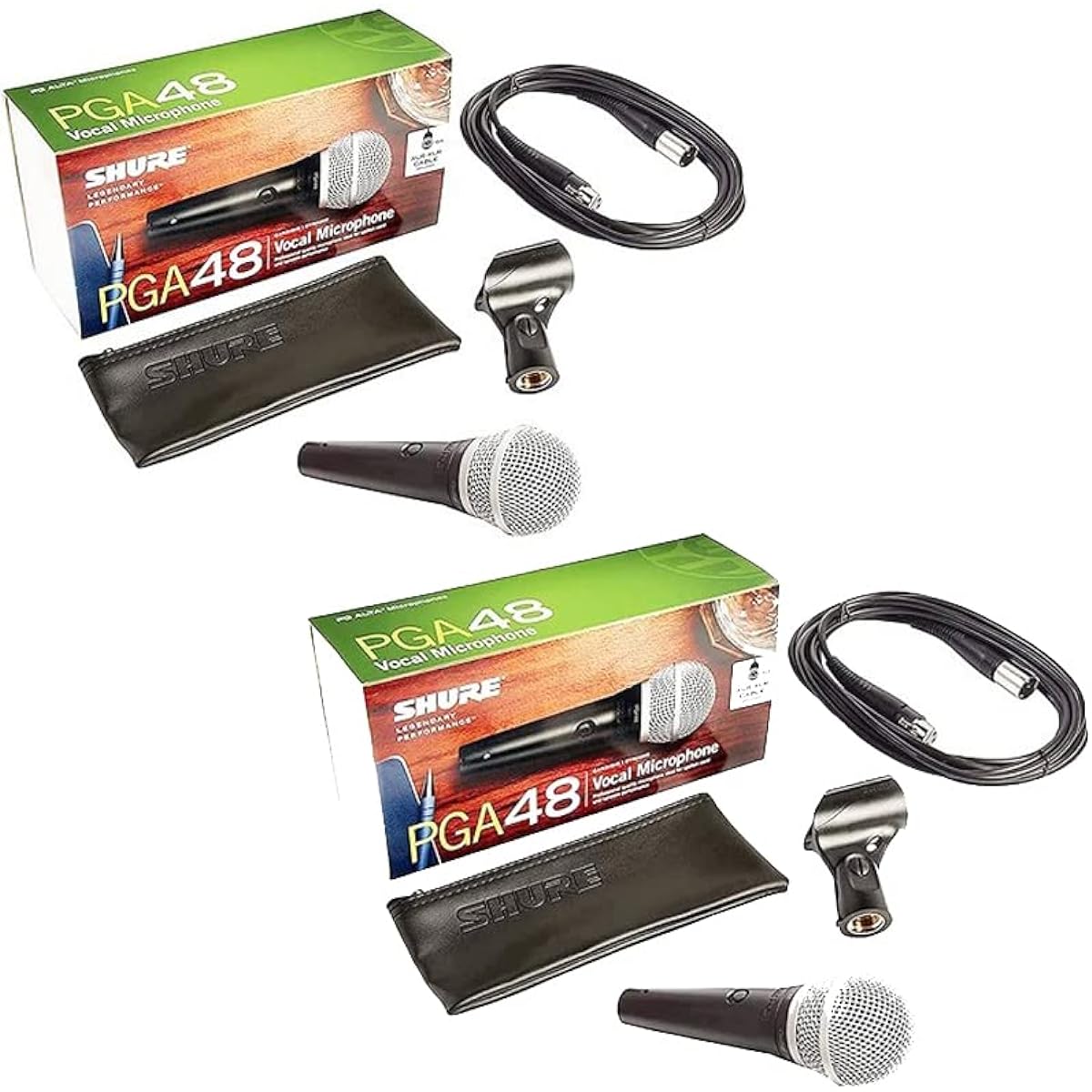 SHURE PGA48XLR 2-pack (dynamic microphone with Canon cable) [Officially imported, 2-year warranty]