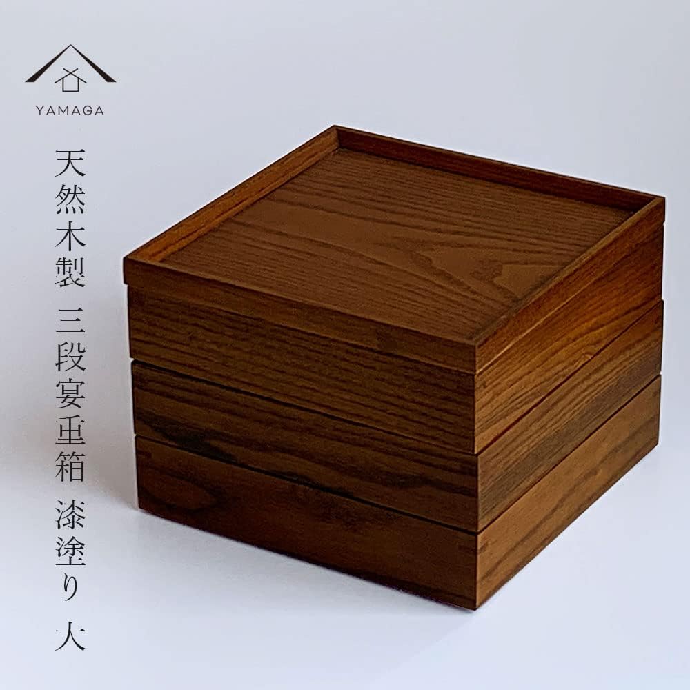 Jubako, wooden box, three tiers, lacquer lacquer, large, year-end and New Year's holiday, Osechi, New Year's celebration, New Year's Day