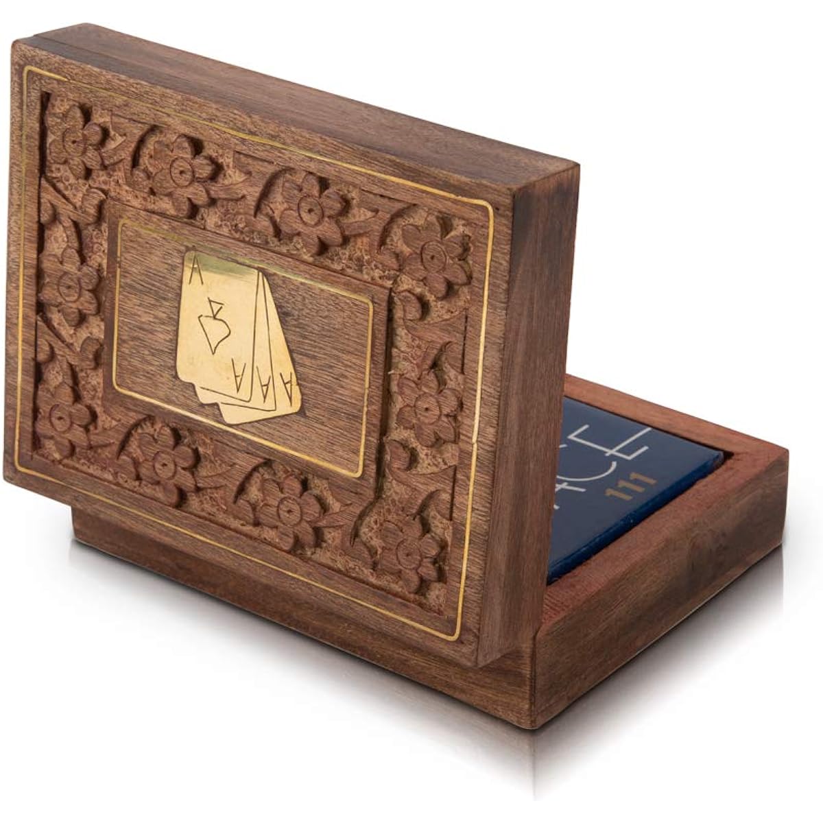 Unique Birthday Gift Idea Handmade Classic Wooden Playing Card Holder Deck Box Storage Case Organizer Premium Quality "Ace" Playing Cards Anniversary Housewarming Gift for Him Her