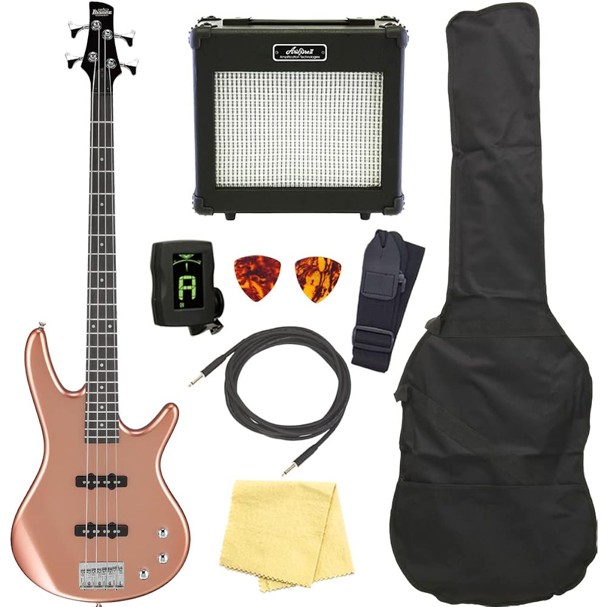 Ibanez GSR180 CM 4-string electric bass guitar for beginners, basic 8-piece set