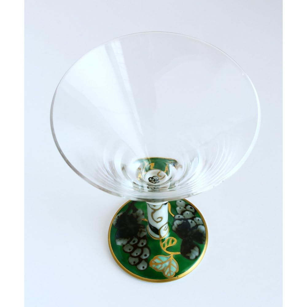 Arita Ware Romantic Glass Ginjo Cocktail Glass Large Somenishikibudo (Green) HF-23