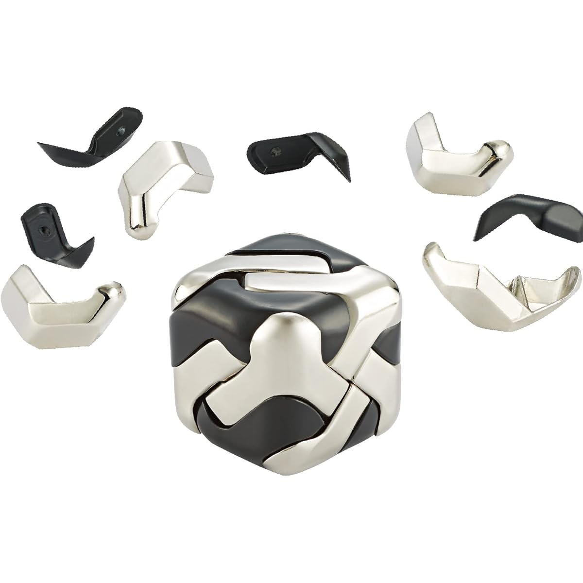 3D Brain Teasing Metal Puzzle Toy (3D Square Black & Silver 3D Metal Puzzle Cube Brain Teasing Toy)