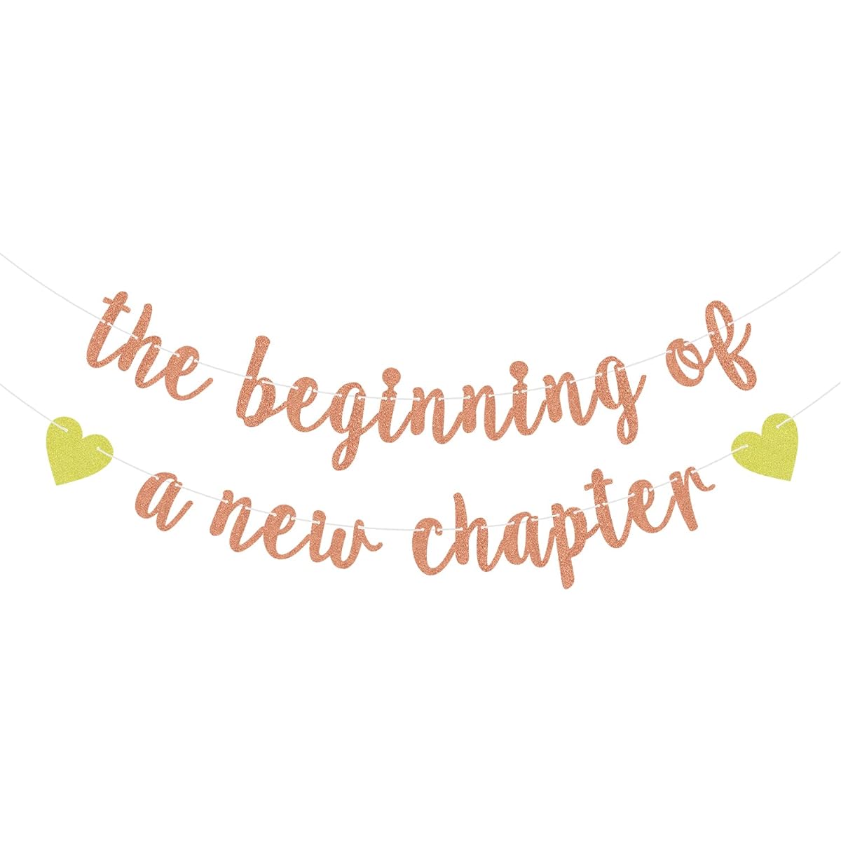 The Beginning of a New Chapter Banner - Farewell Party Decoration - Graduation Retirement Baby Gift Engagement Career Change Goodbye Party Decoration Rose Gold Glitter