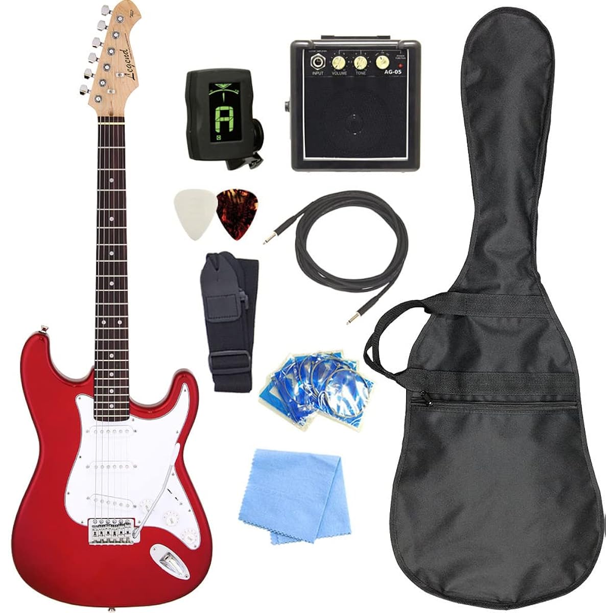 Electric guitar beginner set, Stratocaster type, with mini amp, 9-piece set, Legend LST-Z CA [98765]
