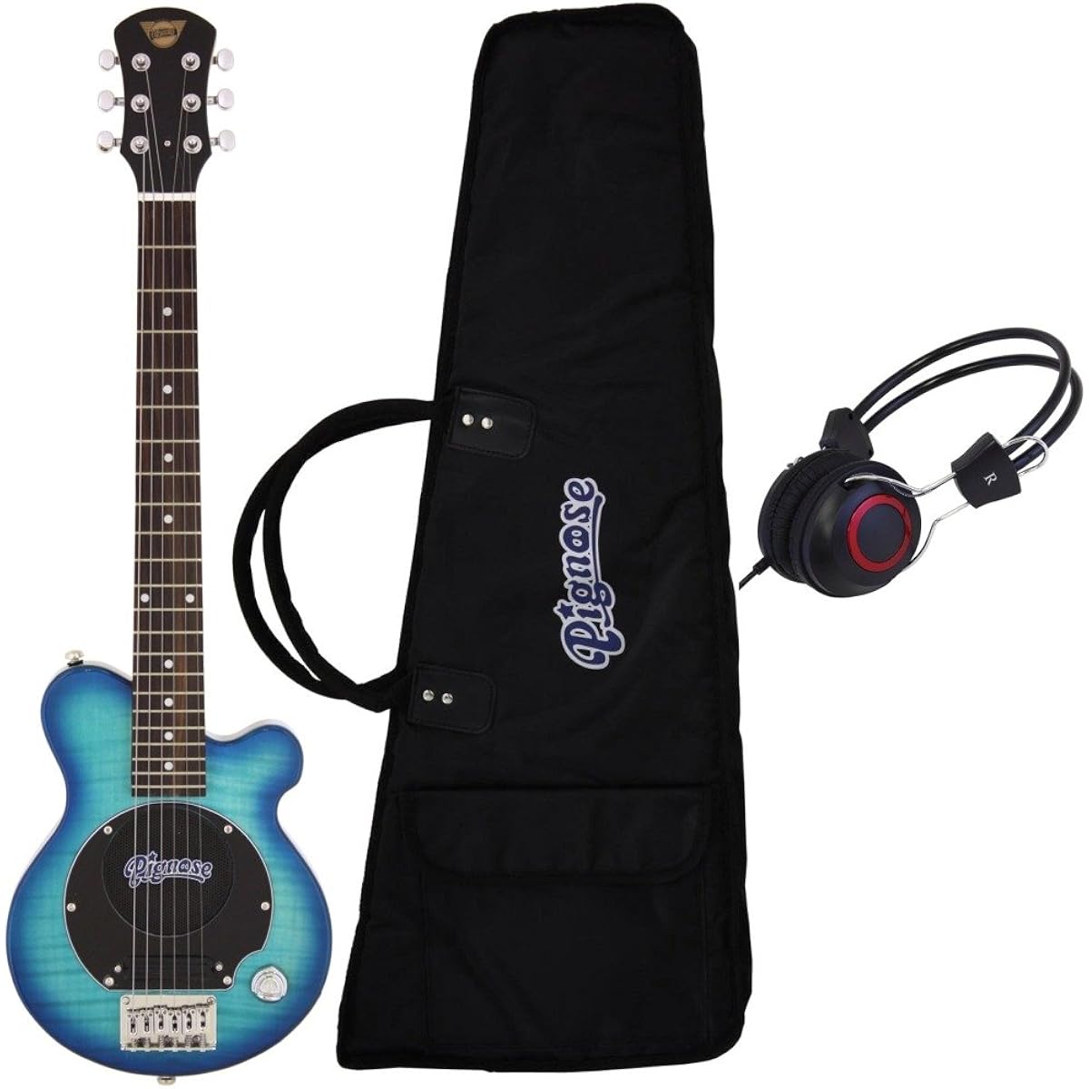 [With headphones] Pignose PGG-200/FM SBL guitar with built-in amplifier