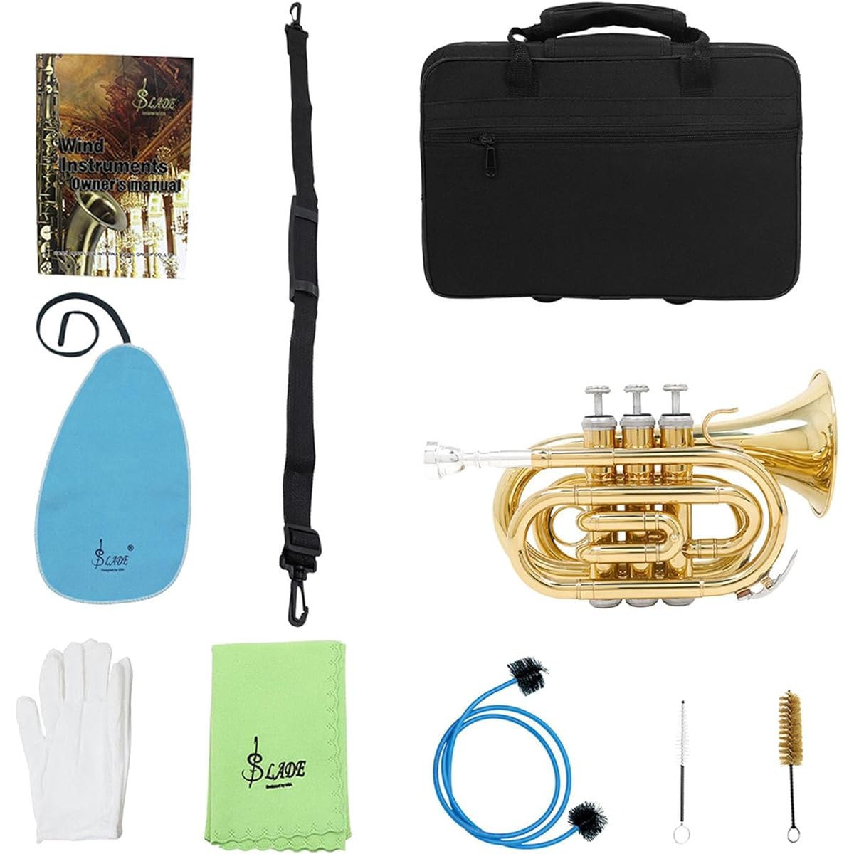 STARTIST BB Trumpet Mouthpiece with Carrying Case Professional Lightweight Kit Gloves for Party Band Orchestra Beginners Kids