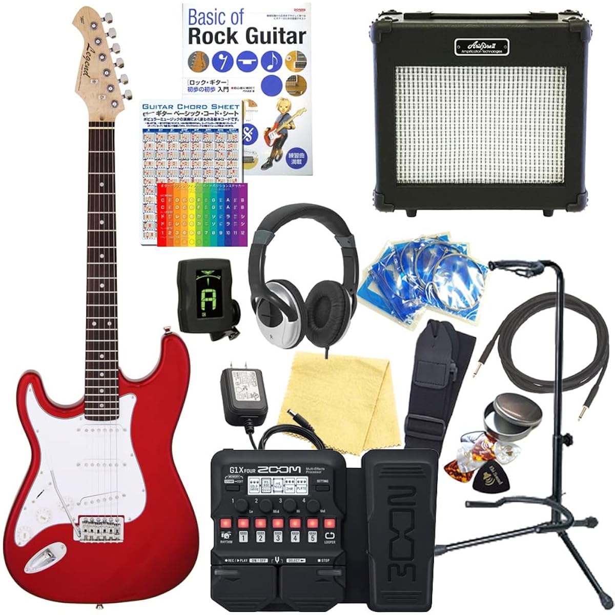 Electric Guitar Left-Handed Beginner Set Stratocaster Type 18-Piece Set Legend LST-Z LH CA [ZOOM G1XFour Multi-Effector Included]