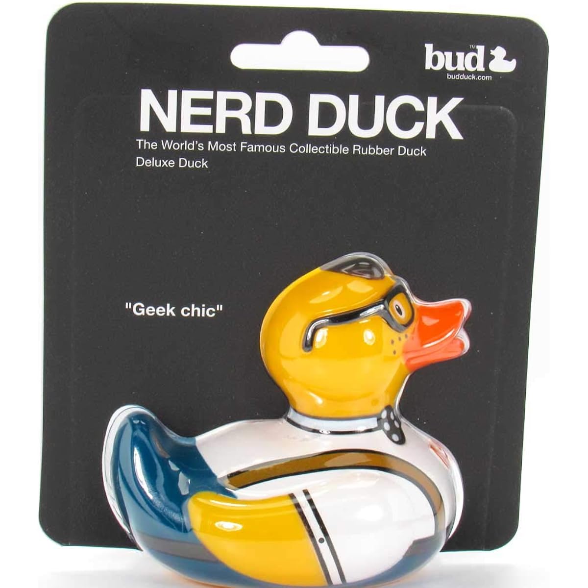 Bud Ducks Nerd Rubber Duck | Elegant gift packaging - "Geek chic!" | Child safe | Collectible