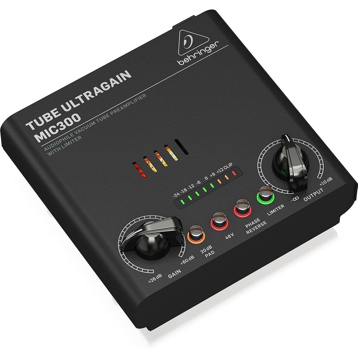 Behringer Vacuum Tube Mic Preamp Equipped with 12AX7 Vacuum Tube Limiter/48V Phantom/Phase Switch/20dB PAD Switch MIC300