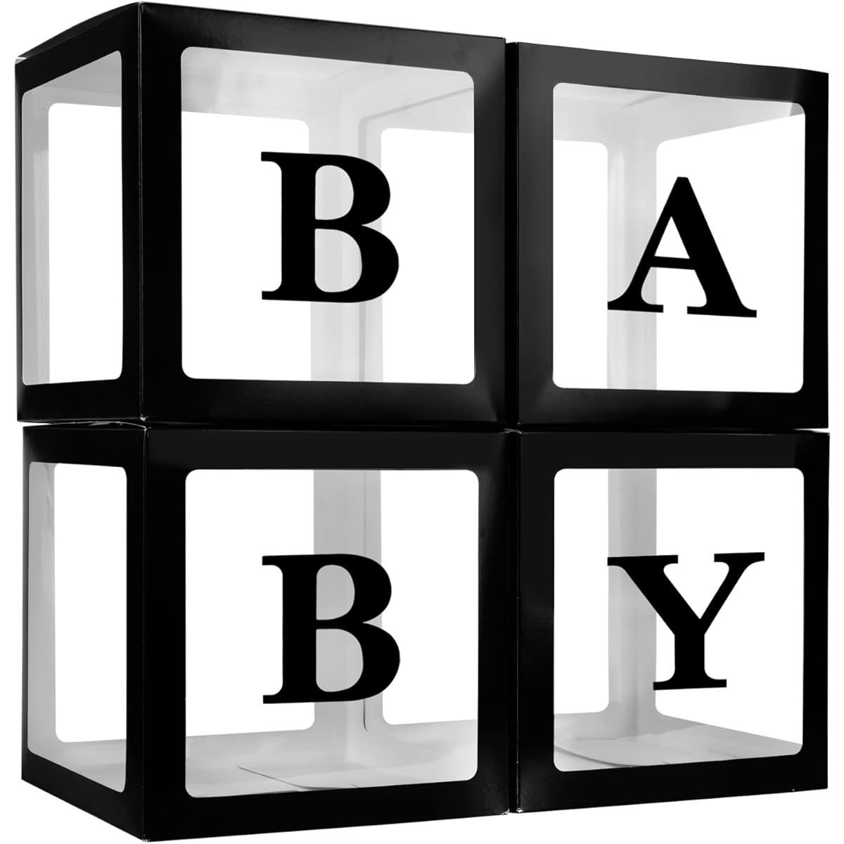 TECKED Party Decorations - 4pcs Black Baby Balloon Box Blocks Black Baby Letters Gender Reveal Party Birthday Party Decorations
