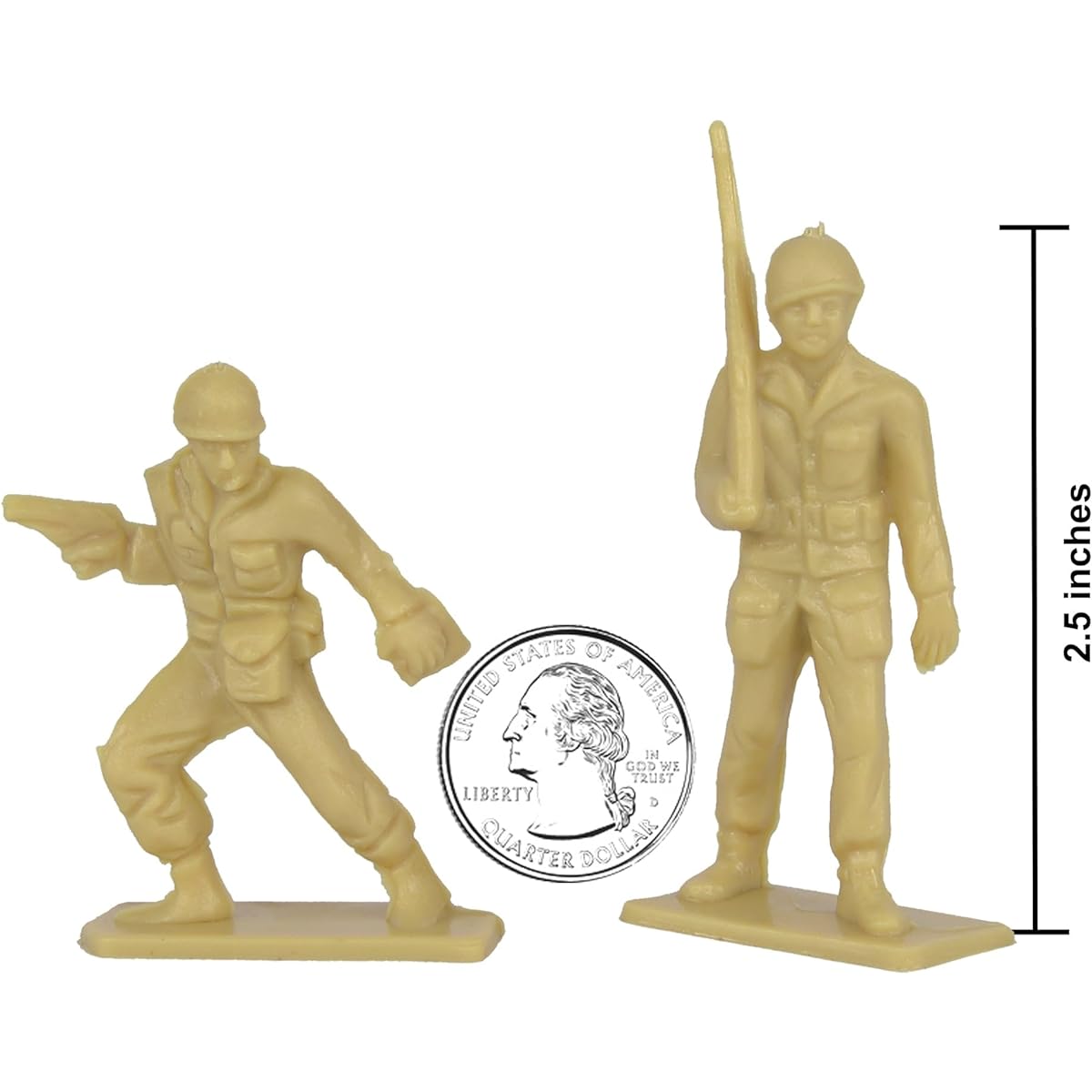 Tim Mee Toy Plastic Army Men - 28 Piece Tan WW2 Soldier Figures - Made in the USA