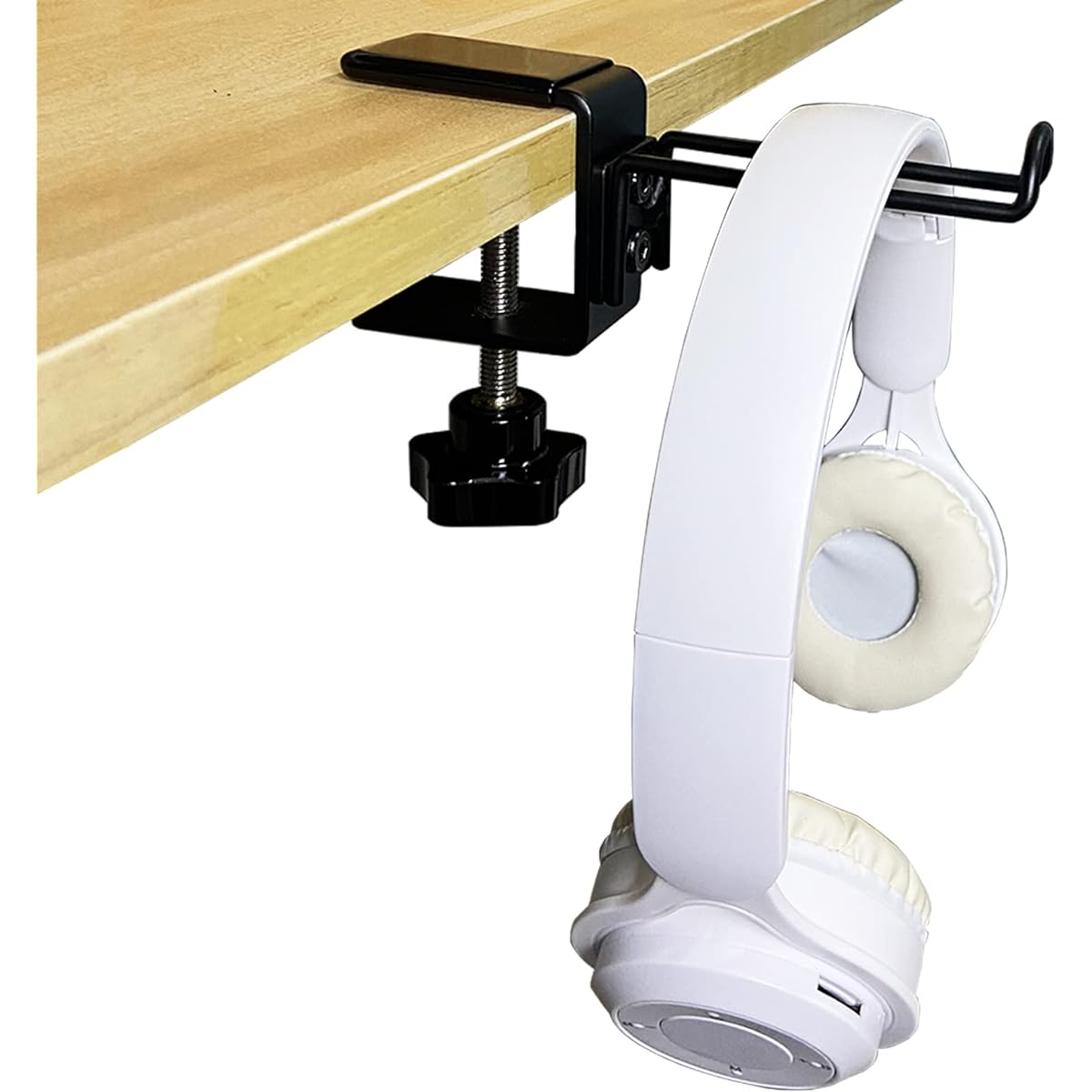 Fabias Headphone Hanger Headset Hook with Adjustable Clamp Under Desk, Horizontal or Vertical Mount, Pack of 1 Black