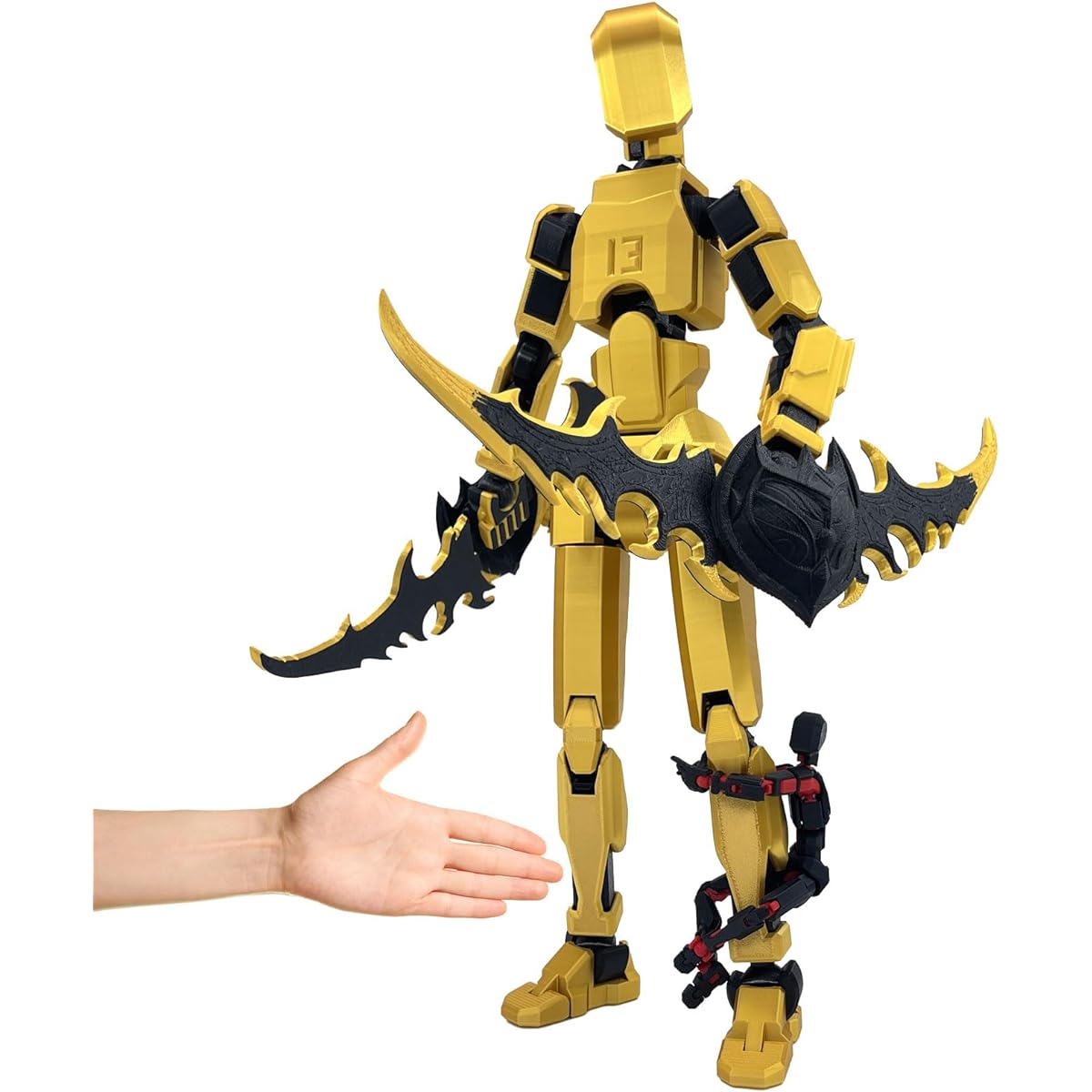 [Assembled] 3D Printed Action Figure T13 Robot Action Figure T13 Collectible Movable Figure Desktop Decoration (Giant Golden)
