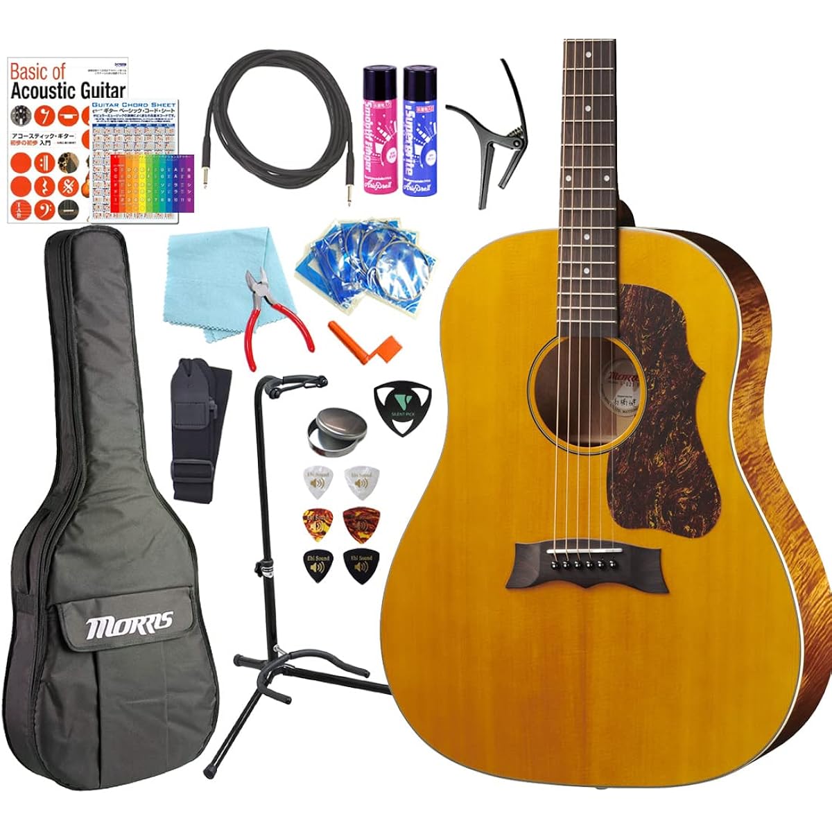 Morris electric acoustic guitar MORRIS G-021E beginner high grade 18-piece set acoustic guitar VYL [98765] [Safe to use after inspection]