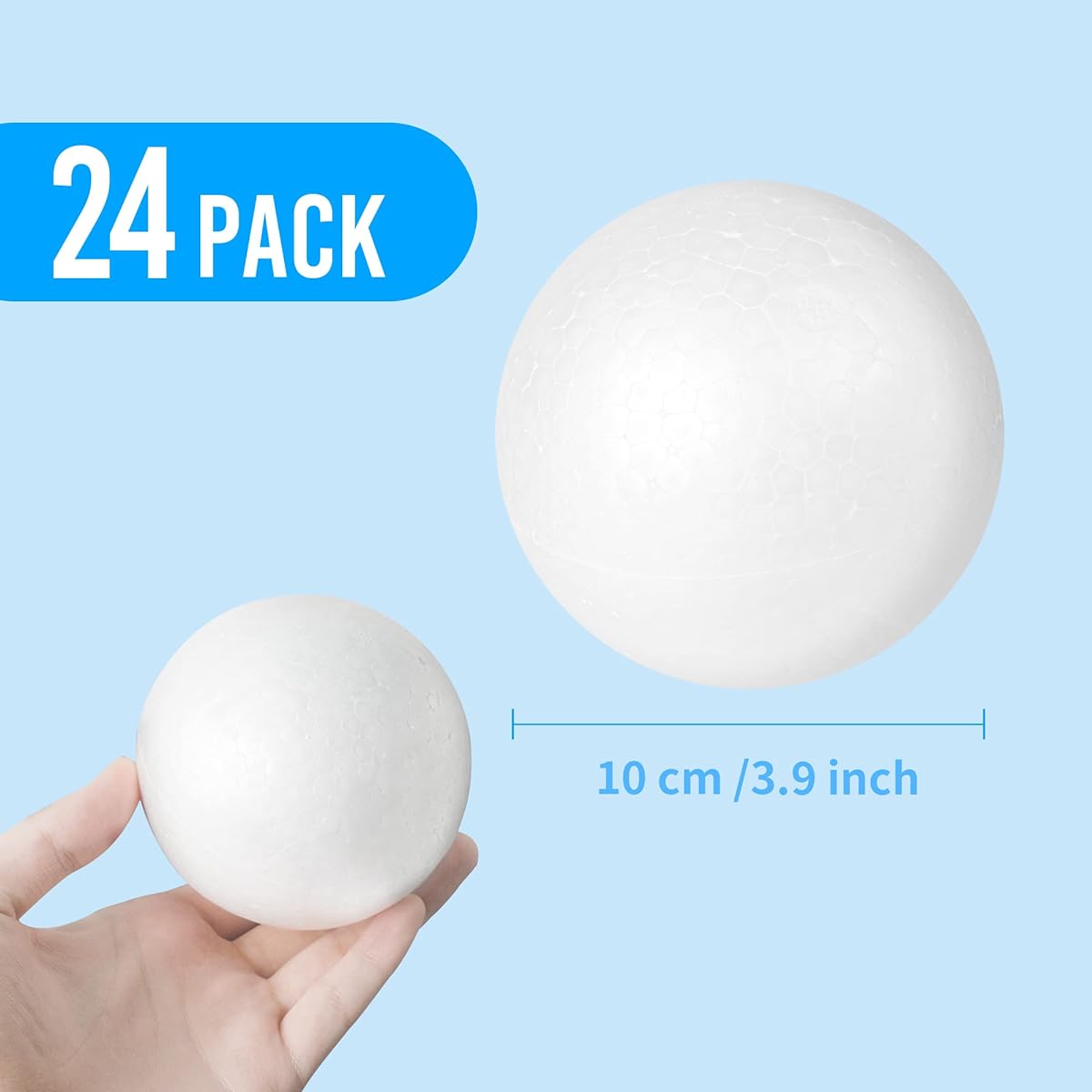 Styrofoam Balls 4 Inch - White Art Decoration Foam Balls - Polystyrene Craft Balls for Art, Home and School Projects, Christmas, Easter Party Decorations (Pack of 24)