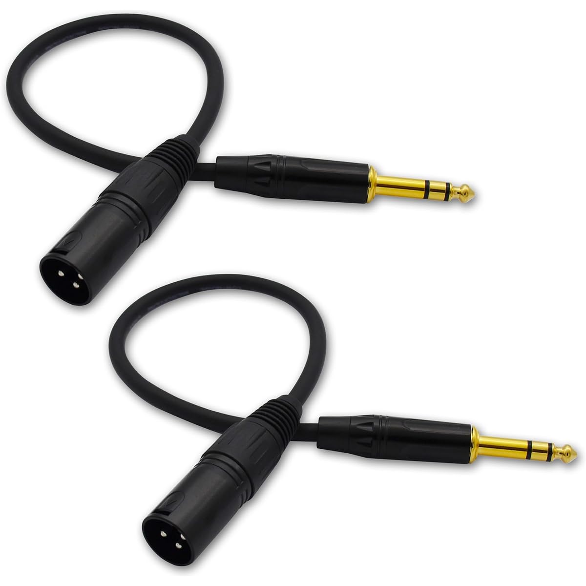 Czyuntuo XLR to 1/4 Cable 1/4" TRS to XLR Male Plug Stereo Balanced Interconnect Microphone Cable for Audio Speakers Pack of 2 1ft