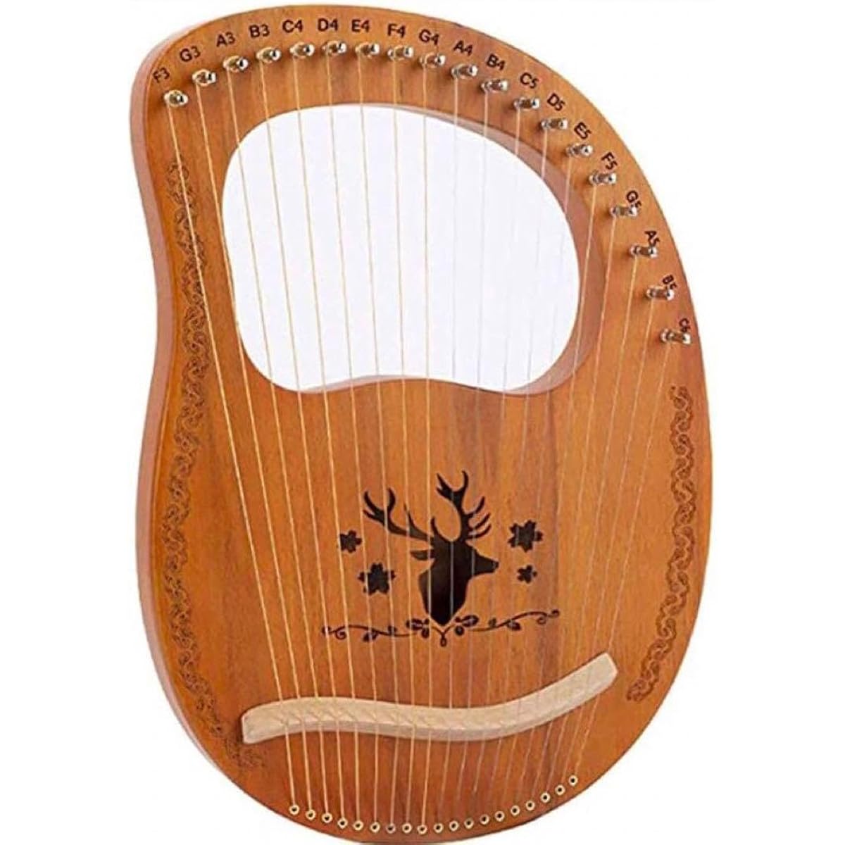 SAMZO 1pc 19 String Wooden Lyre Harp Mahogany String Instrument for Beginners