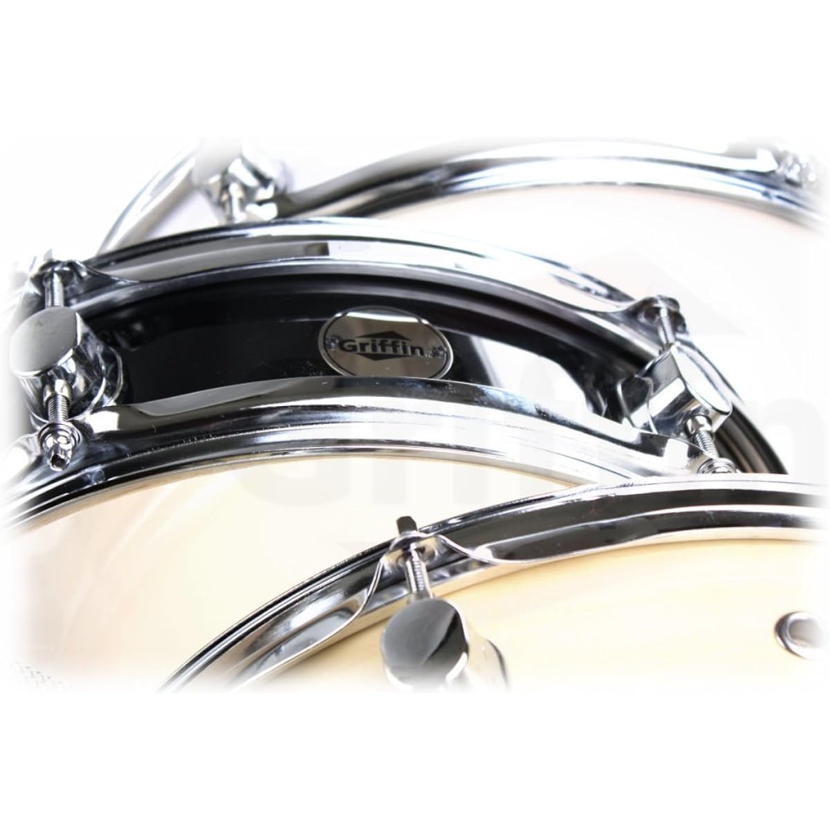 GRIFFIN Piccolo Snare Drum 13" x 3.5" | 100% Poplar Wood Shell Black PVC & White Coated Drum Head | Drummer Acoustic Marching Kit Percussion Instrument with Snare Strainer Throw Offset