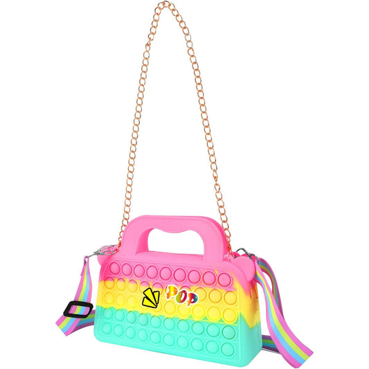 Anpress Fidget Bag Pop It Wallet Shoulder Bag Silicone Crossbody Handbag Push Pop Bubble Pop Popping Sensation Toy Birthday Christmas Gift for Girls Women Anxiety Stress Relief Autism ADHD