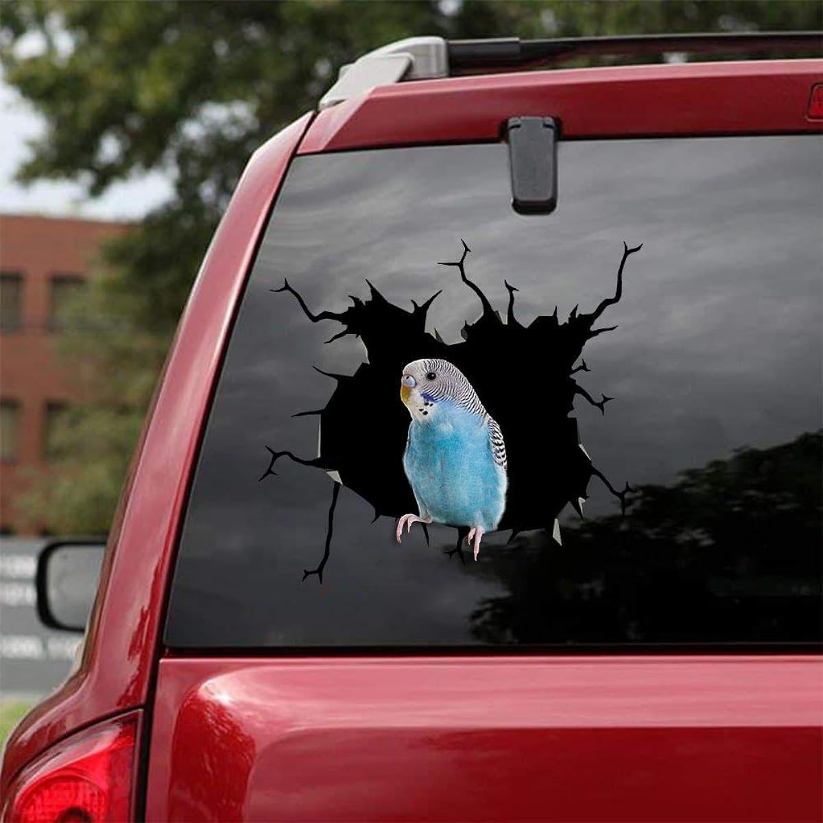 Ocean Gift Blue Parrot Car Decal, Wall Decal Sticker Set of 2 - Realistic Car Sticker Design Series, 10 Sizes, 8" x 8"