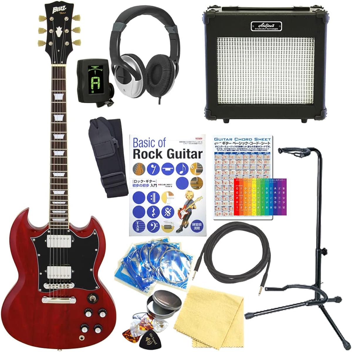 Electric Guitar Beginner Set SG Type 15-piece Set Blitz BSG-STD WR