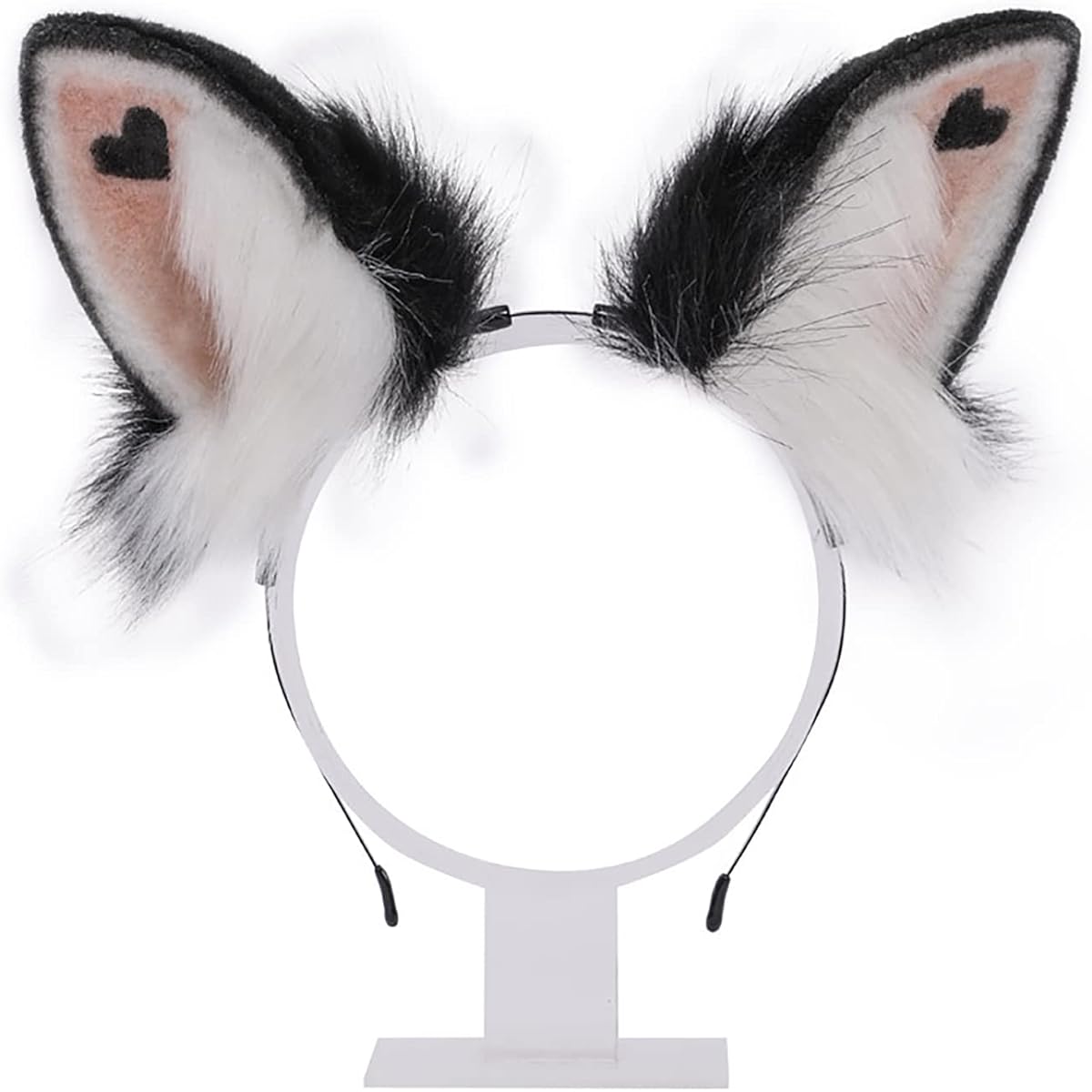 Faylay Plush Fluffy Bunny Headwear Artificial Rabbit Ears Headband Simulation, Axtedfg01-3-Black, Large