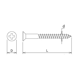 DAIDOHANT (Wood Screw) Uniqlo Wood Screw Countersunk Head (Nominal Diameter D) 5.1 x (Length L) 45 x (Head Diameter D) 10.2 mm [Iron] (Pack of 8) 10183245