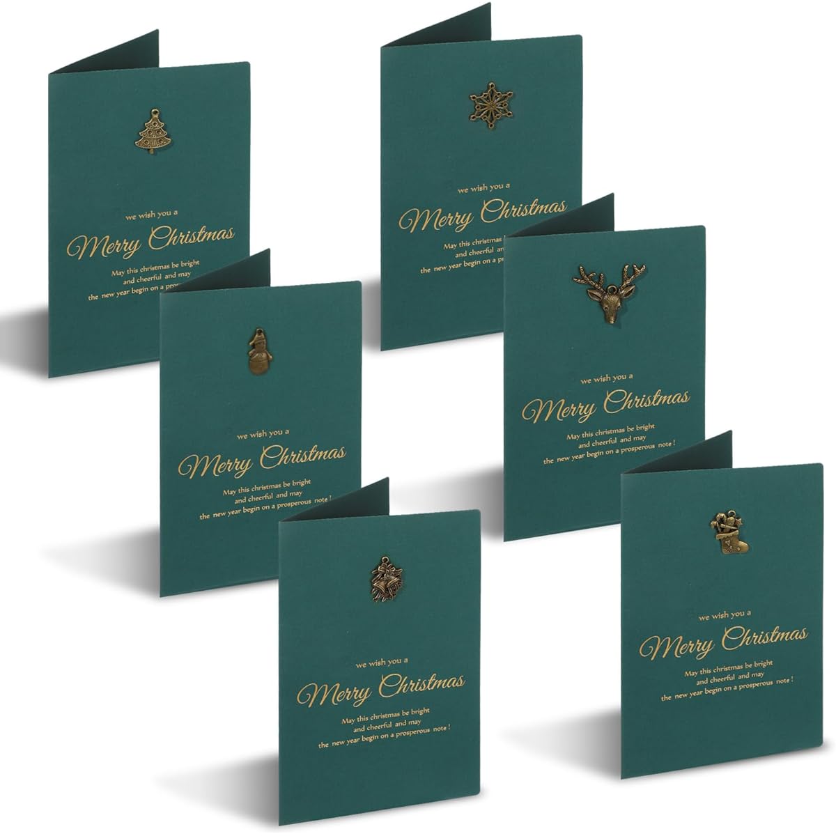Christmas Cards with Envelopes, 12 Count Christmas Greeting Cards Bulk 4.3 x 7 Inch Gold Foil Merry Christmas Cards 2023 Vintage Dark Green Christmas Gift Cards for Family Friends Loved Ones