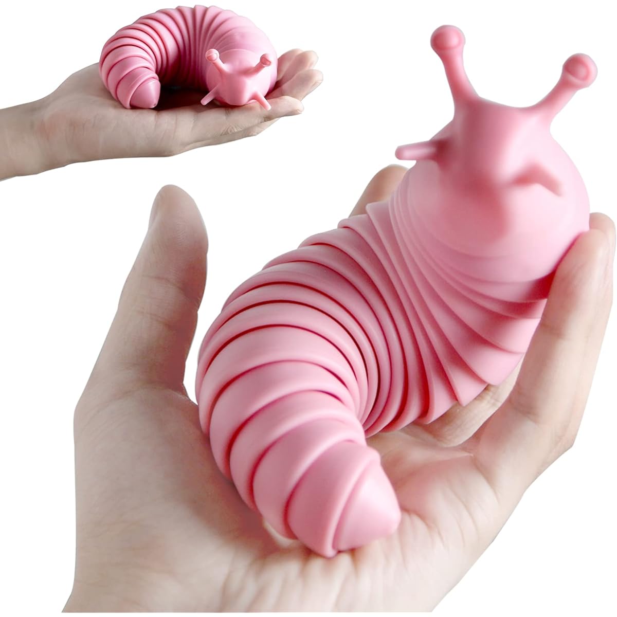 CONNOO Party Favors | 7.5" Slug Toy 3D Scanning Technical Joint Stretching Slug Fidget Toy Sensory Slug Toy for Autism Desk Toy - Flexible Pink
