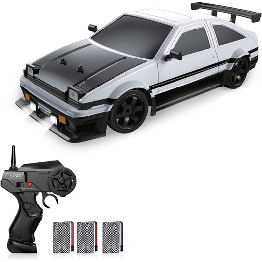 Duangu Remote Control Car, 1:16 Scale 2.4G Remote Control Drift Car High Speed 4WD Racing Car for Adults Boys Girls Kids Rechargeable Toy Car with LED Lights Spray Function Rubber Tires 3 Batteries, Racing Drift Car