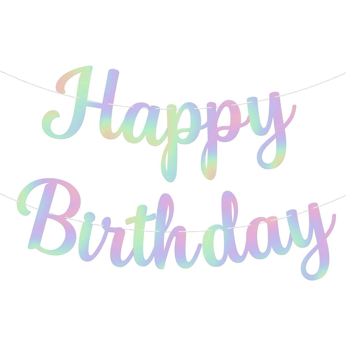 KatchOn Pre-strung Happy Birthday Banner - 10ft Holographic Birthday Banner | Rainbow Party Decorations | Rainbow Happy Birthday Banner | Happy Birthday Decorations