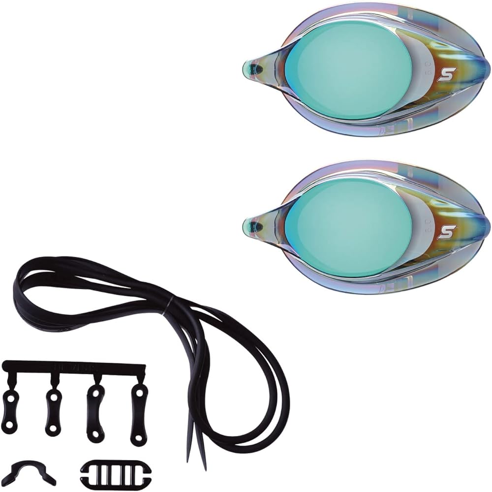SWANS Made in Japan Prescription Swimming Goggles Racing Non-Cushion Adult Lens x 2 SRCL-7M/7N Frequency S-2.00~S-6.00 + Parts PS-SR2