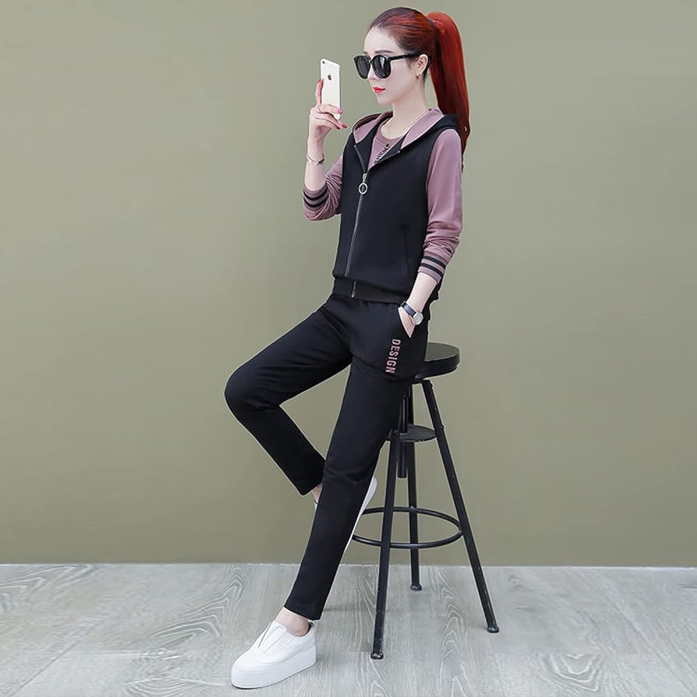 [Byuuu] Women's Setup, Large Size, Winter Parka, Jersey, Sports, Exercise, Jersey Top and Bottom Set, Sweatshirt, Long Sleeve, 3-Piece Set