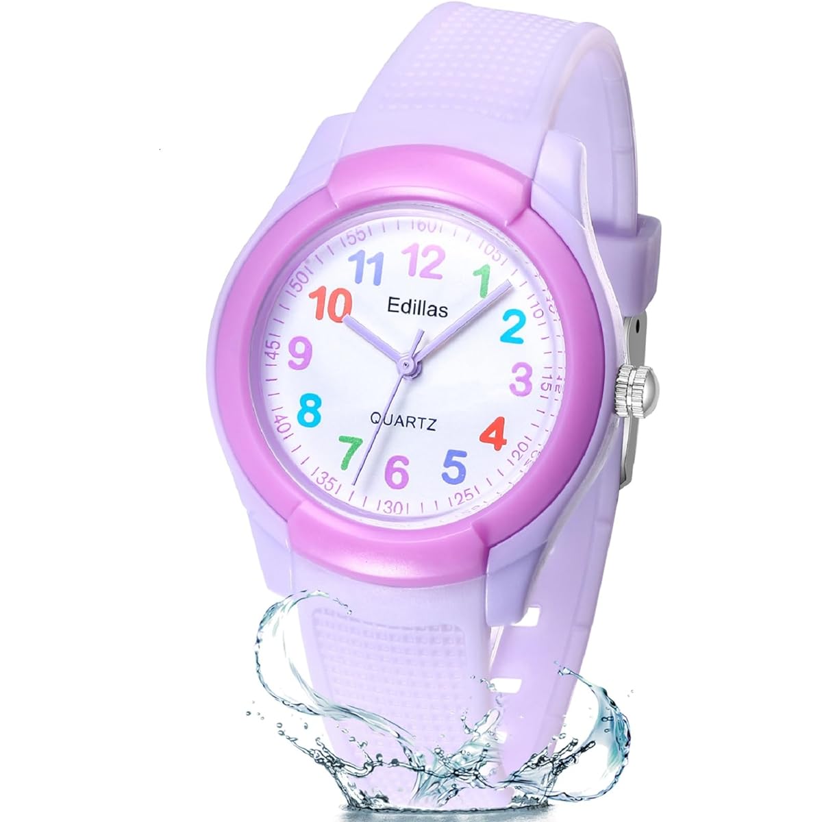 Children's Analog Wrist Watch for Girls Boys Waterproof Learning Time Display Easy to Read Time Display Color Number: Purple.