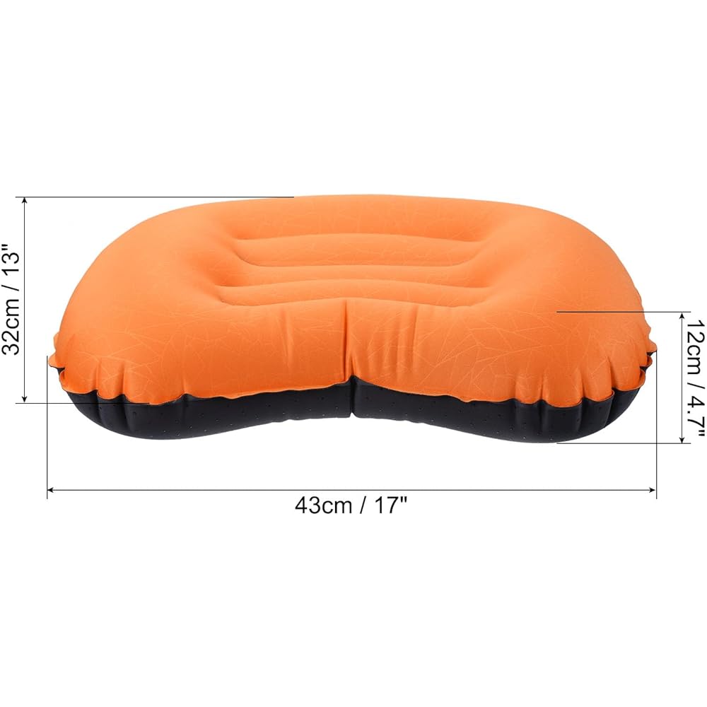 PATIKIL Inflatable Pillow Large 43 x 32 cm Ultralight Camping Travel Pillow Desk Rest Cushion with Storage Pouch for Hiking Backpacking Orange