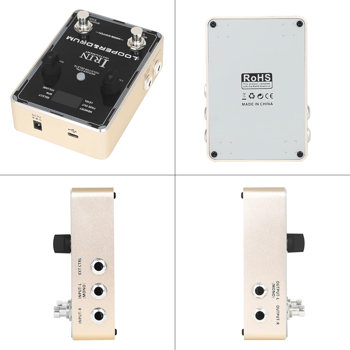 Xtahdge Looper Pedal Drum Machine Guitar Effect Pedal 44.1kHz/24 Bit 160 Minutes Recording Time 100 Drum Machine Rhythm Double Stepping Nail Looper Pedal Headphone Jack, Rose Gold