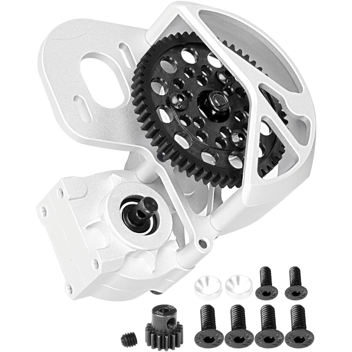 hopsupRC Aluminum Transmission Gearbox Upgrade Parts for 1/10 Axia1 SCX10 SCX10 II 90046 90047 Wraith AX10 RC Crawler Truck Center Transmission Gearbox Hop Up Silver
