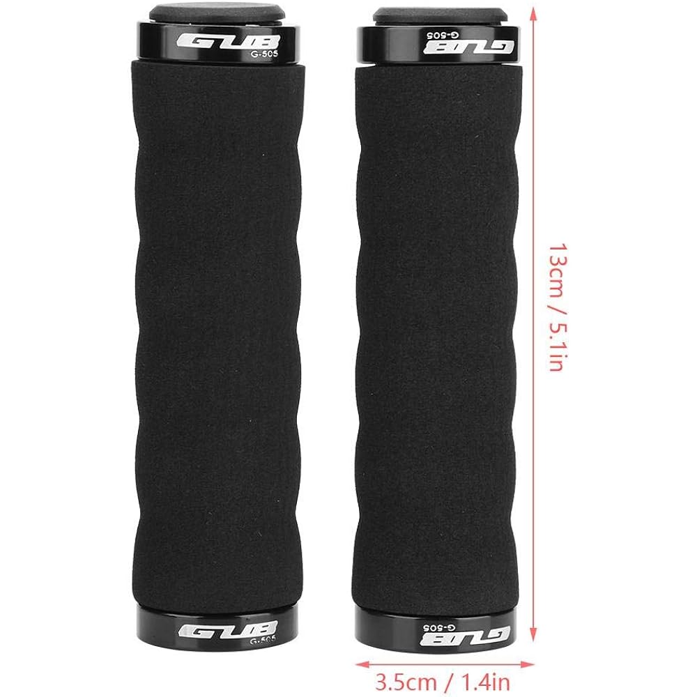 Qiilu 22mm Handlebar Grip Bicycle Grip Sponge Aluminum Alloy Earthquake Resistant Lightweight Flexible (Black)
