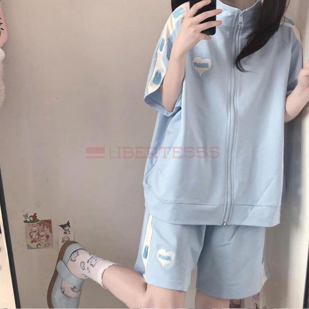 [Liberte555] Landmine Clothing, Jersey, Women's Top and Bottom Set, Landmine, Subculture Landmine, Light Blue, Subculture, Angel Area