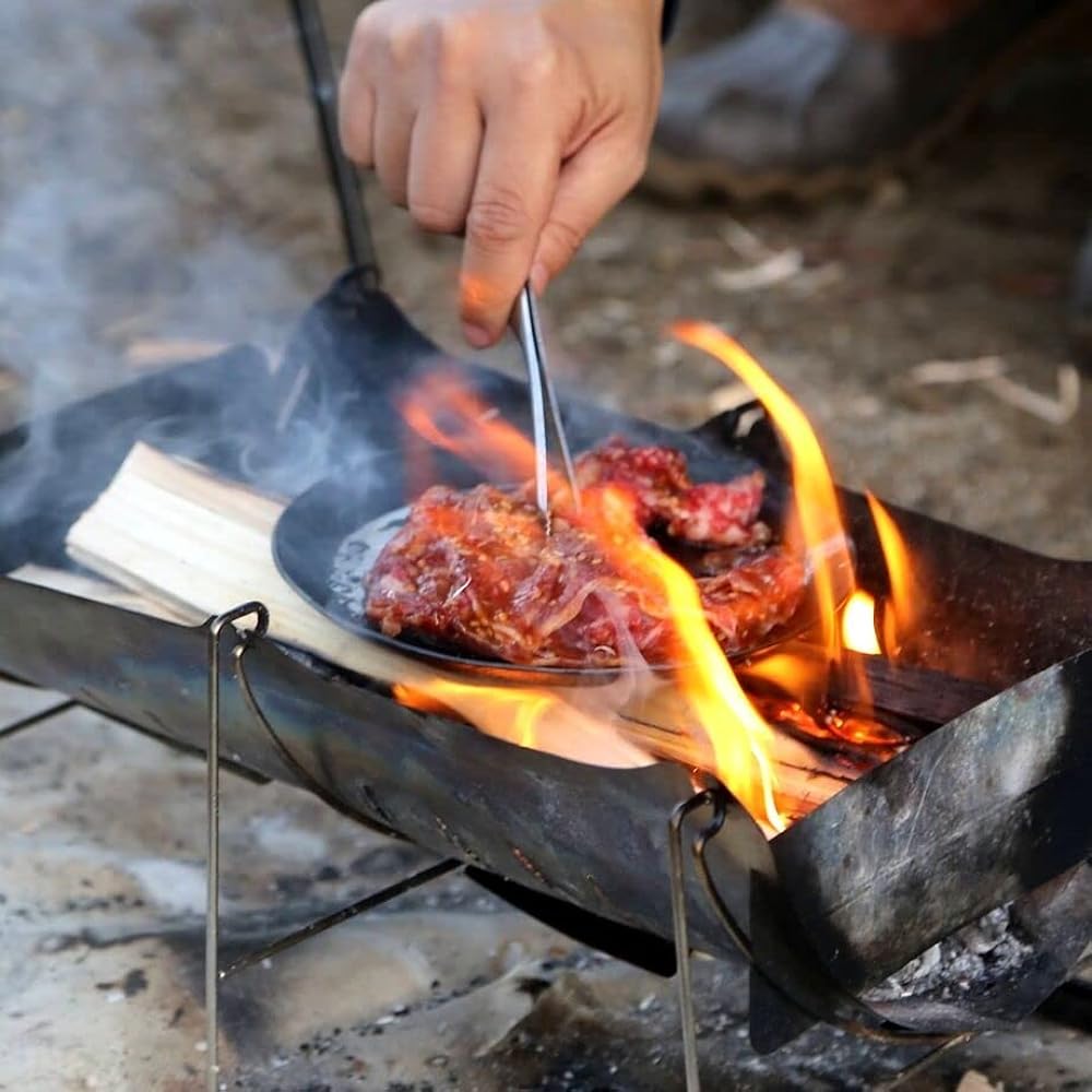 onegear (One Gear) Pandish Maru (L) Ultra Light Iron Plate Plate Rugged Camping Solo Camping Thickness 1.6mm Black Iron Craftsman Handmade IH Compatible Barbecue Bonfire Frying Pan